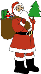 Funny And Free Santa Claus Clipart - Santa Clipart With Christmas Tree Png