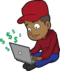 Open - Cartoon Man And Money Full Size Png Download Seekpng