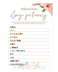 Floral Baby Shower Game Emoji Pictionary Printable - Free Printable Baby Shower Emoji Game Png