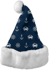 Nautical Crab And Anchor Blue Santa Hat - Blue Christmas Hat Transparent Png