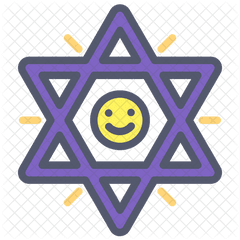 Star Of David Icon Colored Outline - Four Major Religions Of The World Png