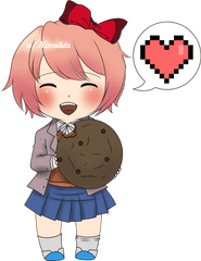 Happy Lil Cookie Sayori Transparent Ddlc - Ddlc Sayori Fanart Cookie Png