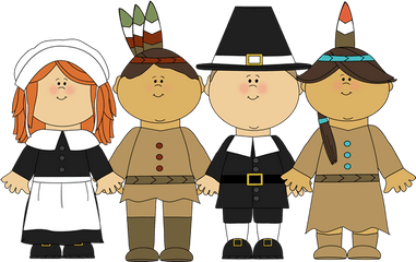 Pilgrim Girl Clip - Pilgrim And Native American Clipart Png