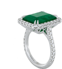 Download Emerald Diamond Halo Ring - Emerald Ring Png