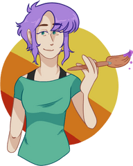 Purple Hair Holding - Fictional Character Png