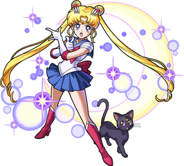 Monster Strike Sailor Moon Luna Tsukino Usagi - Sailor Moon With Luna Png