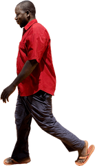 Red Shirt Walking U2013 Afrikut - African Man Walking Png