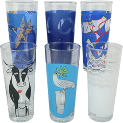 Ritzenhoff Post Modern Designer Milk Glasses Set 6 - Pint Glass Png