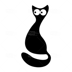 Cute Funny Black Cat Silhouette Png - Funny Cat Vector