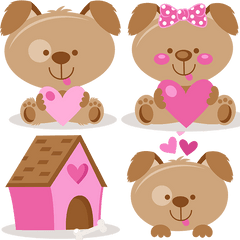 Dotd Puppy Love - Cute Girl Valentine Clipart Transparent Png