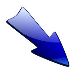 Blue Arrow Pointing Down Right Vector Drawing - Arrow Pointing Downwards Right Png