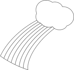 Download Hd Black And White Rainbow Cloud Clip Art - Black And White Outline Rainbow And Cloud Png