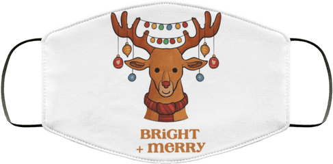 Bright And Merry Christmas Xmas Reindeer Face Mask - Q Caribou Png