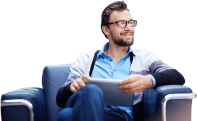 Sitting - Man Stanfield It Smile Businessman Png