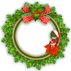 Round Transparent Christmas Photo Frame With Elf - Circle Christmas Frame Design Png