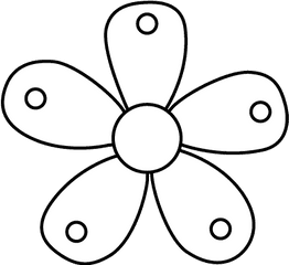 Black And White Single Garden Flower Clip Art - Black And Dot Png