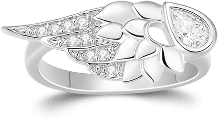 Angel Wing Ring Platinum Plated - Solid Png