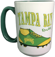 Tampa Bay Rowdies Ceramic Coffee Mug White With Logo And Soccer Shoe - Serveware Png