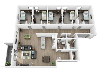 The Courtyards Student Apartments In Gainesville Fl - Apartments With 5 Bedrooms Plan Png