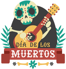 Day Of The Dead Skeleton Guitar Logo - Day Of Dead Logo Png