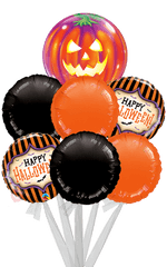 Happy Halloween Spooky Bats - Bigger Bouquet 7 Balloons Halloween Balloons Transparent Png