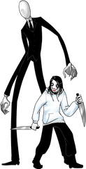 Slenderman Dont Look Backjeff The Killer Go To Sleep - Jeff The Killer And Slenderman Png