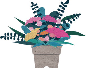 Flower Illustration Potted Plant - Transparent Background Flowers Illustration Png