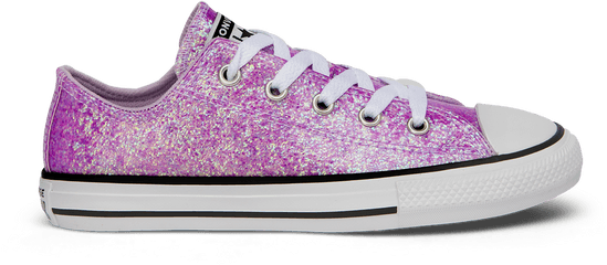 Chuck Taylor All Star Coated Glitter Junior Low Top Lilac Mist Black White Png Purple