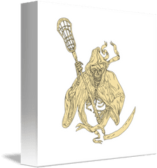 Grim Reaper Lacrosse Stick Drawing By Aloysius Patrimonio - Lacrosse Stick Png