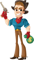 Free Cartoon Western Outlaw Clip Art - Cartoon Style Cowboy Wild West Cartoon Characters Png