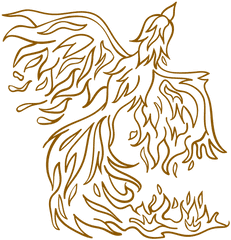 Phoenix Rising From Fire Brown Outline - Transparent Png Automotive Decal