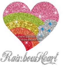 Glittery Rainbow Heart Hot - Fix Ironon Transfer Cstown Sparkly Png