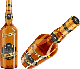 Bottles With Whiskey And Cognac - Psd Layered With A Png