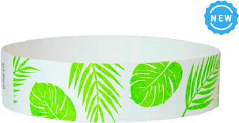 Tropical Leaves 34u201d Tyvek Wristbands - Myzone Printing Solid Png