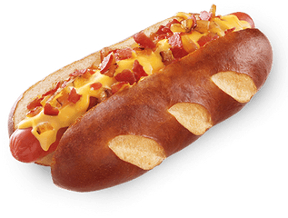 Download Sheetz Pretzel Hot Dogs - Hot Dog On Pretzel Bun Png