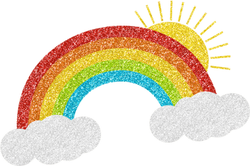 Glitter Rainbow Clipart Png - Glitter Rainbow With Clouds