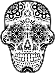 Day Of The Dead Black And White Skull - Dia De Los Muertos Skull Teeth Png