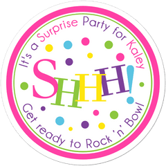 Shhh Surprise Party Personalized Birthday Favor Sticker - Circle Png