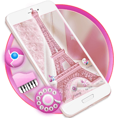 Pink Shiny Eiffel Paris Launcher Theme - Servicio Al Cliente Png