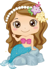 Transparent Baby Mermaid Clipart - Cartoon Mermaid Clipart Png