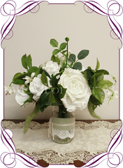 White Roses U0026 Foliage Table Posy - Silk Australian Native Flowers For Cakes Png