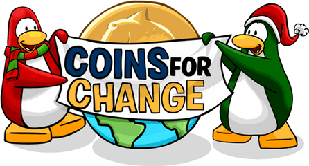 Club Penguin Players Can Donate - Coins For Change Png