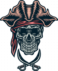 Pirate Skull - Pirate Skull Traditional Tattoo Png