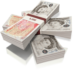 Britishpoundmoneythreebundledstack800clr2425 - English Money Stack Png