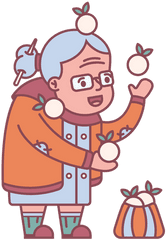 Grandma Character Giving Goodies Flat - Transparent Png Imagen De Abuela Png