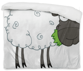 Download Black Sheep Cartoon Character Eating A Grass Duvet - Sheep Eating Grass Cartoon Png