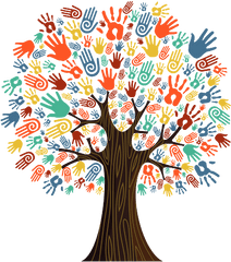 Download Hd Handprint Tree - Tree With Hand Prints Family Unity Is Strength Png