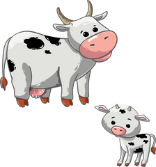 Calf Clipart Png Transparent - Cartoon Cow And Calf