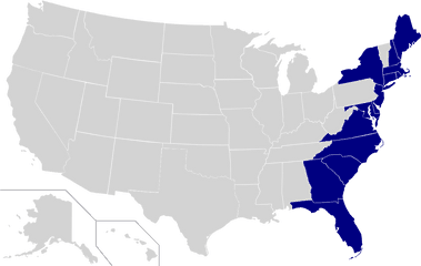 East Coast Of The United States - 4th Grade Region Map Png