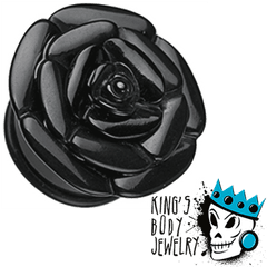 Black Acrylic Rose Plugs 6 Gauge - 1 Inch Body Jewelry Logo Png